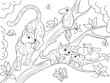 © toricheks - Childrens coloring book cartoon family of leopards on nature.