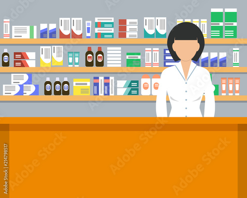 Web Banner Of A Pharmacist Young Woman In The Workplace In A