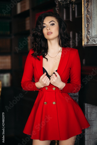 hot girl in red dress