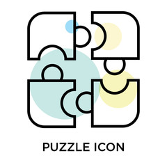 Wall Mural - Puzzle icon vector sign and symbol isolated on white background, Puzzle logo concept