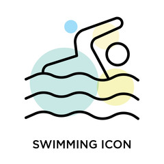 Sticker - Swimming icon vector sign and symbol isolated on white background, Swimming logo concept