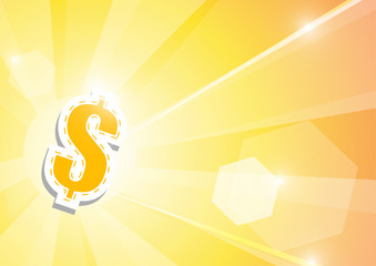 Vector : Dollar signs and len flare on orange background