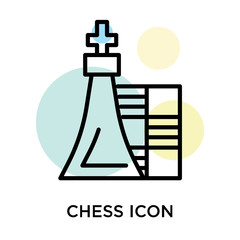 Wall Mural - Chess icon vector sign and symbol isolated on white background, Chess logo concept