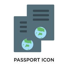 Wall Mural - Passport icon vector sign and symbol isolated on white background, Passport logo concept