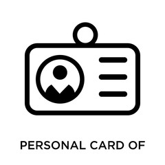 Personal card of contact data icon vector sign and symbol isolated on white background, Personal card of contact data logo concept