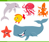 Fototapeta Pokój dzieciecy - sea life animals cartoon characters set