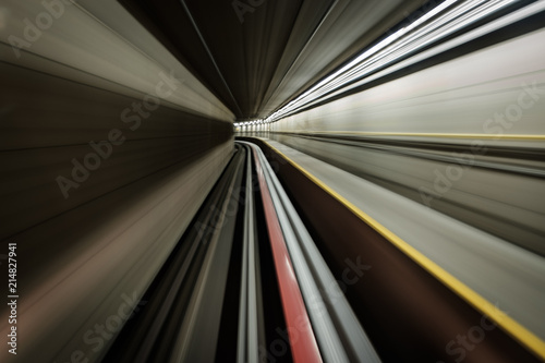 Fotografie, Obraz Long exposure of a ride through a subway tunnel