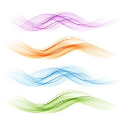 Aufkleber - set of abstract color wave smoke transparent wavy design
