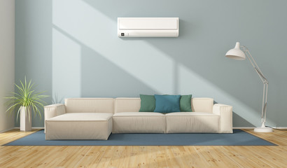 Modern living room with air conditioner