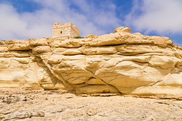 Wied iz Zurrieq, Malta. Watchtower on the rocks, 1638