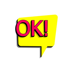 Poster - comic speech bubble with expression text ok. vector bright dynamic cartoon illustration in retro pop