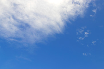 White clouds with blue sky background which the clouds make before storm appear.