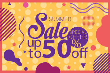 Wall Mural - Summer sale banner holographic gradient color Banner Template Background. Vector Illustration