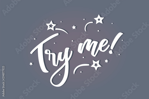 Try Me Lettering Card Banner Beautiful Greeting Scratched