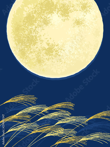 月とすすき イラスト Stock ベクター Adobe Stock