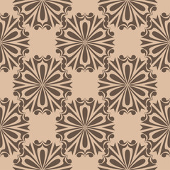 Brown and beige floral seamless pattern