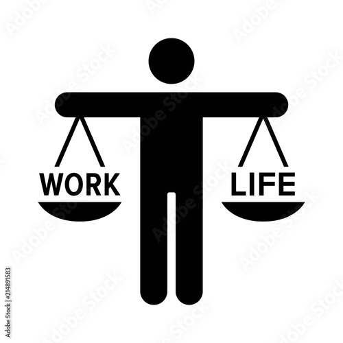 Fotomural Person hold a scale for work life balance flat vector icon for job apps and webs