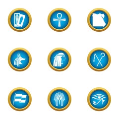 Poster - Egypt style icons set. Flat set of 9 egypt style vector icons for web isolated on white background
