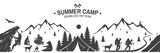 Fototapeta  - Summer camp seamless pattern. Vector illustration.