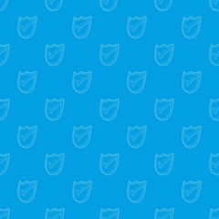 Poster - Shield with green tick pattern vector seamless blue repeat for any use