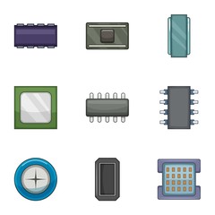 Poster - Firmware of the chip icons set. Cartoon set of 9 firmware of the chip vector icons for web isolated on white background