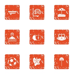 Poster - Amateur sport icons set. Grunge set of 9 amateur sport vector icons for web isolated on white background