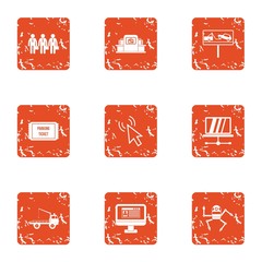 Poster - Automation of city icons set. Grunge set of 9 automation of city vector icons for web isolated on white background