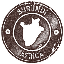 Burundi Map Vintage Stamp. Retro Style Handmade Label, Badge Or Element For Travel Souvenirs. Brown Rubber Stamp With Country Map Silhouette. Vector Illustration.