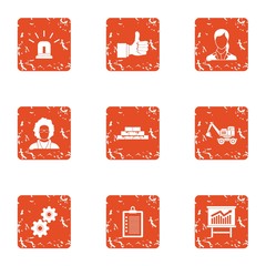 Poster - Skill boost icons set. Grunge set of 9 skill boost vector icons for web isolated on white background