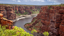 Landscape View Looking Into The Gorge And Tidal Inlet Below The Twin Falls On The King George River, Kimberley, Australia