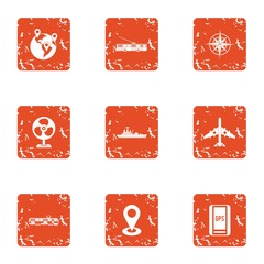 Poster - Item icons set. Grunge set of 9 item vector icons for web isolated on white background