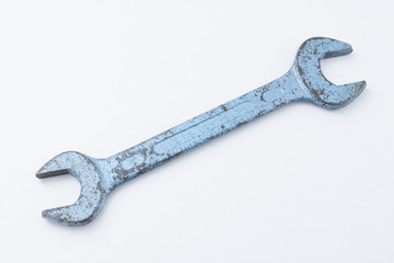 Used Wrench on White Background