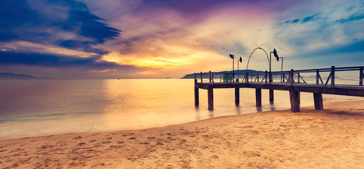 Wall Mural - sunrise over the sea. amazing landscape. panorama