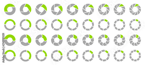 Cuadros en Lienzo Set Pie Charts Arrows Grey/Green