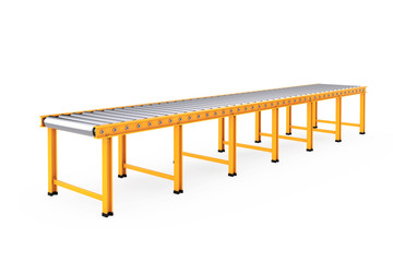 Aufkleber - Empty Roller Conveyor Line. 3d Rendering
