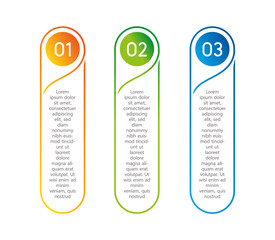 Poster - Vertical steps, infographic elements. Outline colorful menu for app interface. Number options. Web design of buttons elements. Infographics 1. 2. 3. Vector step icons.