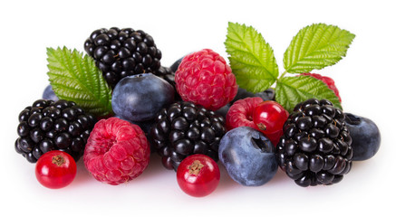 Sticker - Fresh berries on white background