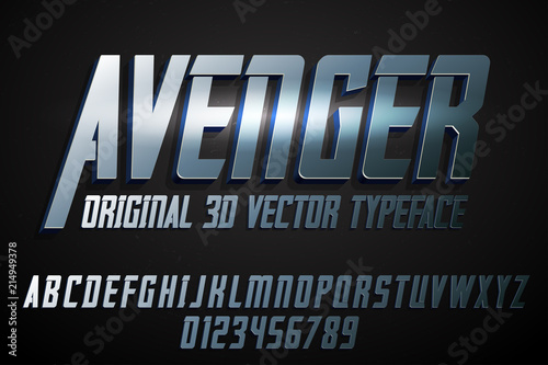 Cuadros en Lienzo Strong label typeface with vector 3d extrude effect