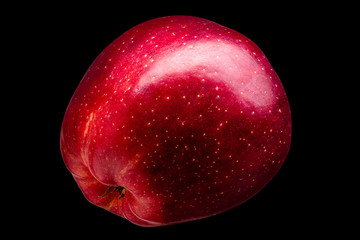 Canvas Print - Single delicious red apple isolated on black background with clipping path and shiny reflections