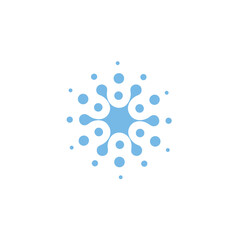 Poster - Blue abstract round shape from circles, universal logo template. Isolated icon, vector illustration on white background.