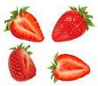 Fresh strawberry half isolated on white background with clipping path