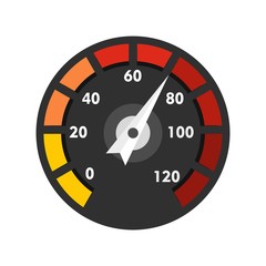 Poster - Car speedometer icon. Flat illustration of car speedometer vector icon for web isolated on white