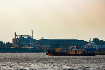 Poster - Old tug ship underway