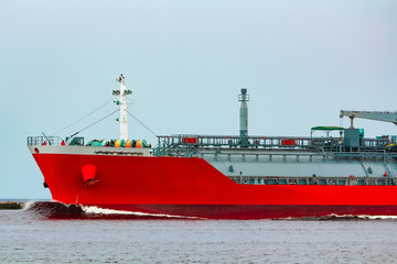 Wall Mural - Red cargo tanker ship