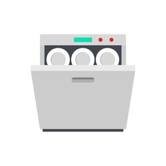 Poster - Modern dishwasher icon. Flat illustration of modern dishwasher vector icon for web isolated on white