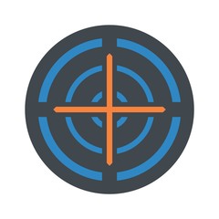 Poster - Orange cross gun aim icon. Flat illustration of orange cross gun aim vector icon for web isolated on white