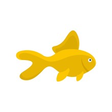 Yellow Fish Icon. Flat Illustration Of Yellow Fish Vector Icon For Web Isolated On White