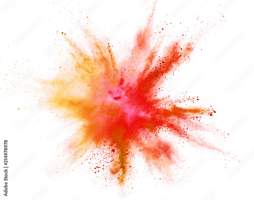 Coloured powder explosion isolated on white background Stock Photo ...