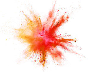 Wall Mural - Coloured powder explosion isolated on white background