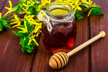 Canvas Print - Honey in glass jar